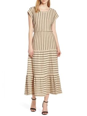 Anthropologie | Caara Wesley Stripe Tiered Cotton Knit Dress